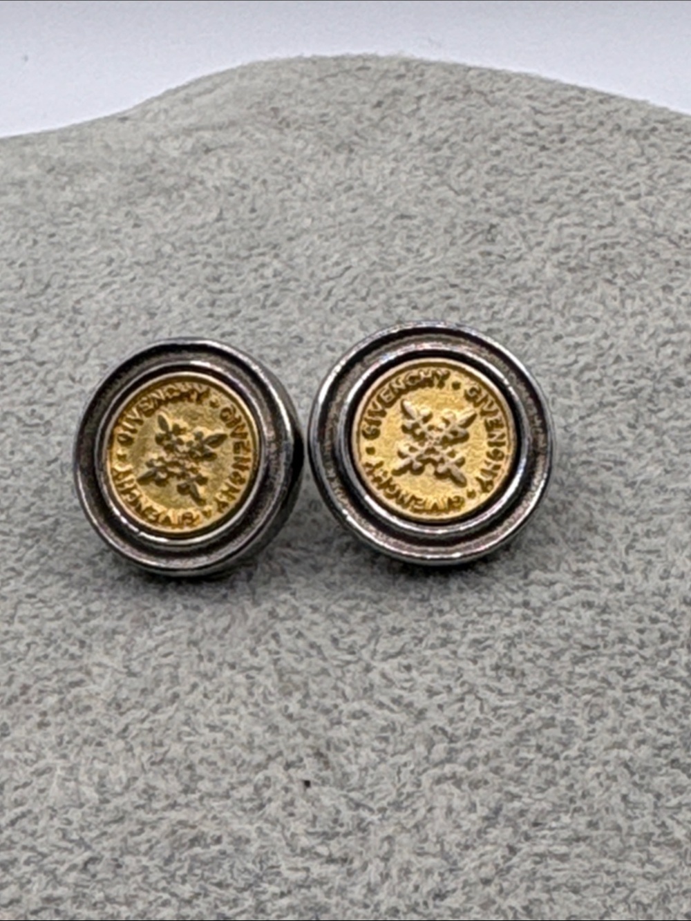 Givenchy Two-Tone Coin Logo Stud Crest Earrings - Gold & Silver